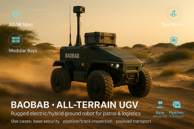 All-terrain unmanned ground vehicle on patrol track