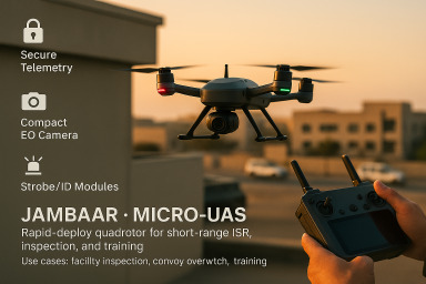 Micro-UAS quadrotor taking off for close-range inspection